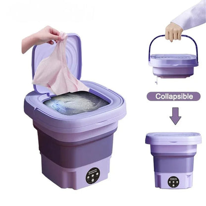 8L Portable Small Foldable Washing Machine with Spin Dryer for Socks Underwear Panties Washer Household Mini Washing Machine