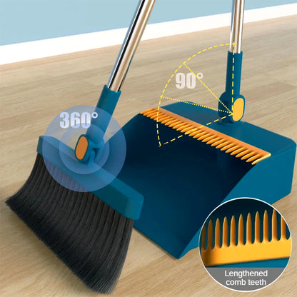 Broom and Dustpan Set Folding Household Plastic Sweeping Kitchen Wood Floor Pet Hair Broom and Scoop Set Tools Cleaning Product