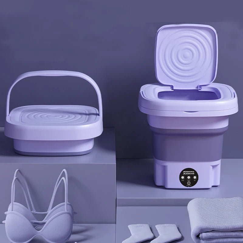 8L Portable Small Foldable Washing Machine with Spin Dryer for Socks Underwear Panties Washer Household Mini Washing Machine