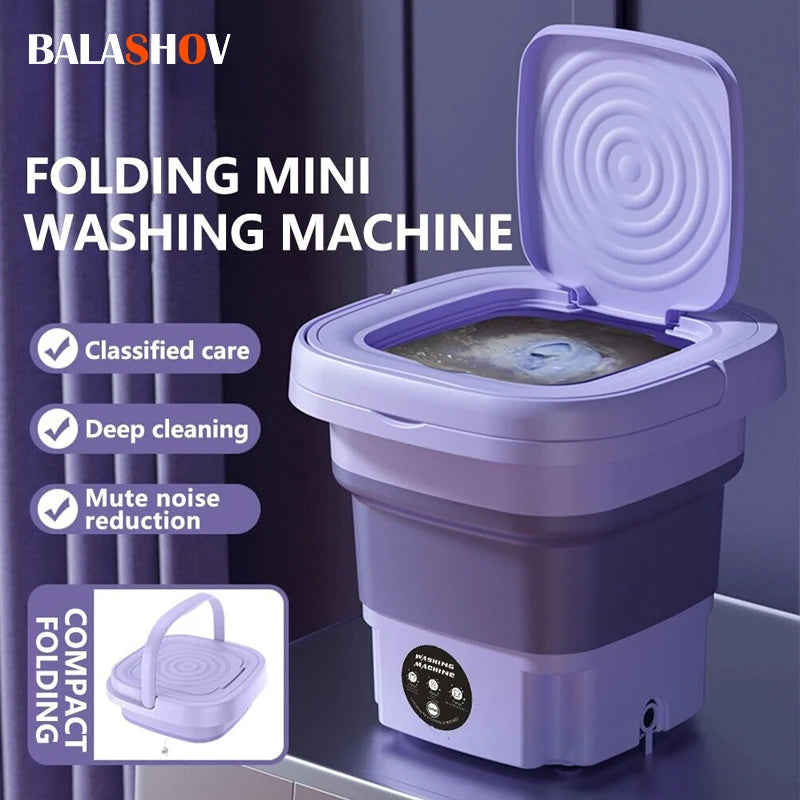 8L Portable Small Foldable Washing Machine with Spin Dryer for Socks Underwear Panties Washer Household Mini Washing Machine